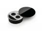 Mobile Preview: Einbausteckdose Smile Doppelsteckdose mit 1-fach USB zum versenken in Arbeitsplatten für Küche und Büro mit Ablagefach in Glas schwarz