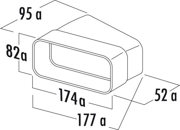Maße für MF-RBH 150 Rohrbogen horizontal 15°