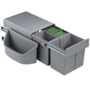 Wesco Abfallsammler für Diagonaleckschränke, Traditionline Trio-Master Corner 360 S/400-3, alugrau, Mülleimer, Abfalleimer